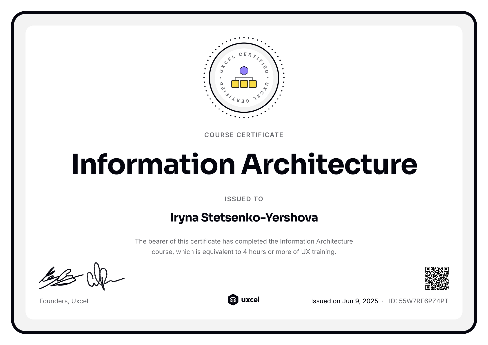 EirinDesign's certificate